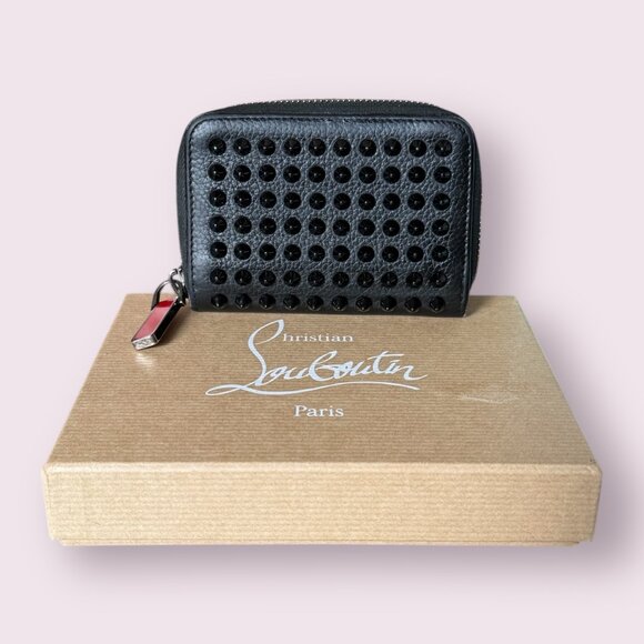 Christian Louboutin Panettone Black Spike Zip Cardholder w/ Box - Picture 2 of 7